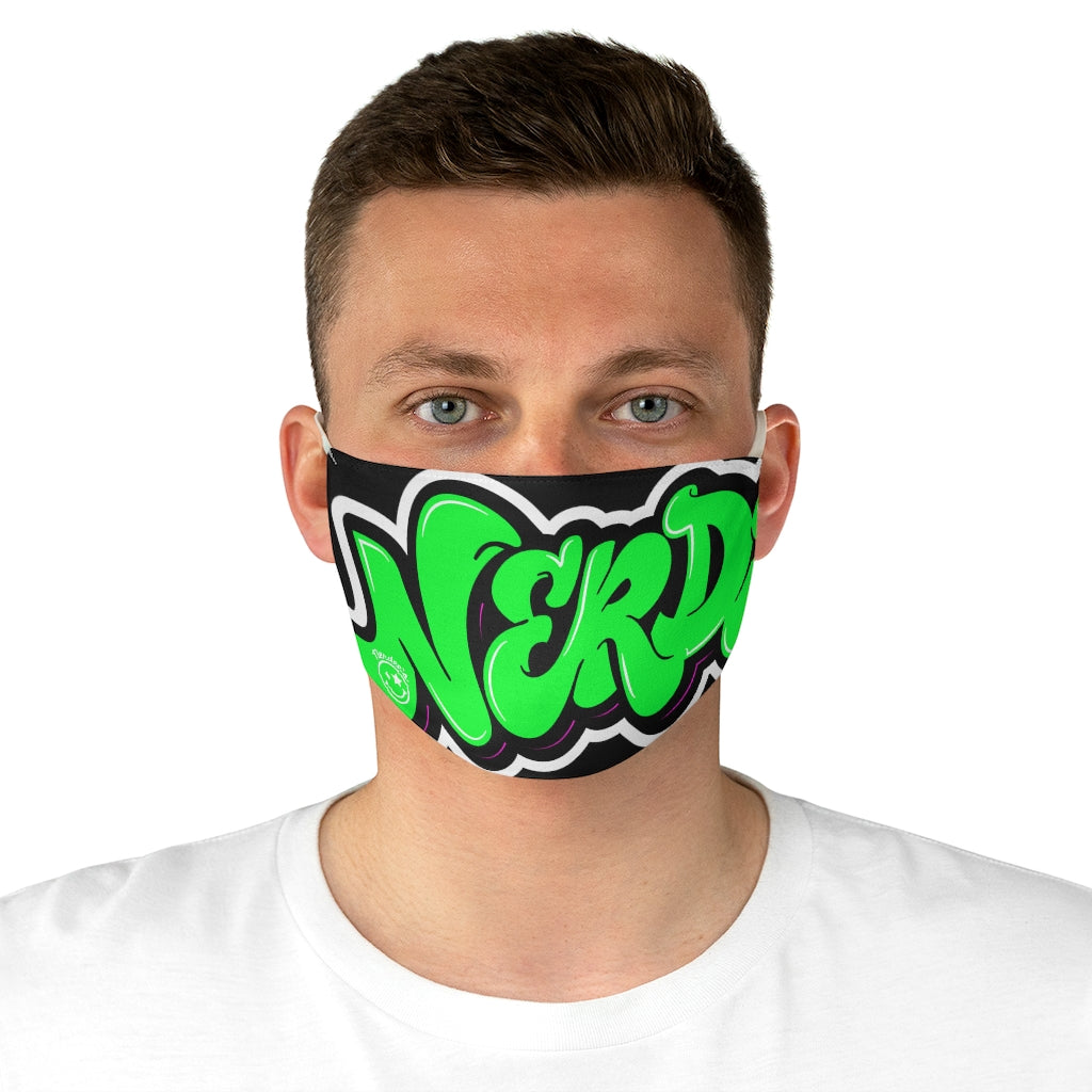 Nerdee's Green Logo Close-Up Fabric Face Mask - Black