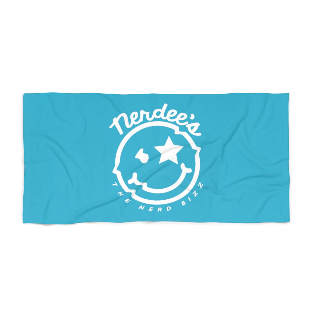 Nerdee's Official Logo Beach Towel - Aqua