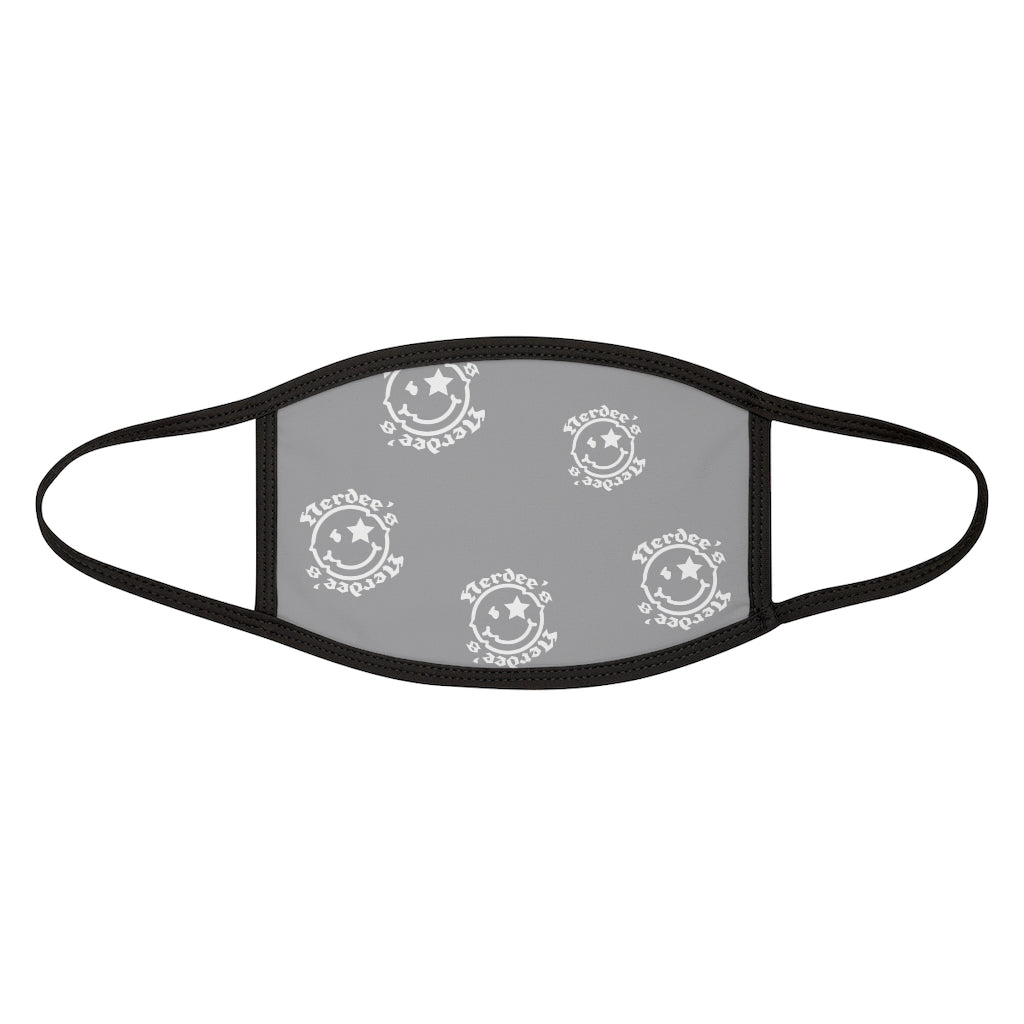 Nerdee's OE "Mr. Smiley" Logo (White Design 02) - Mixed-Fabric Face Mask - Gray