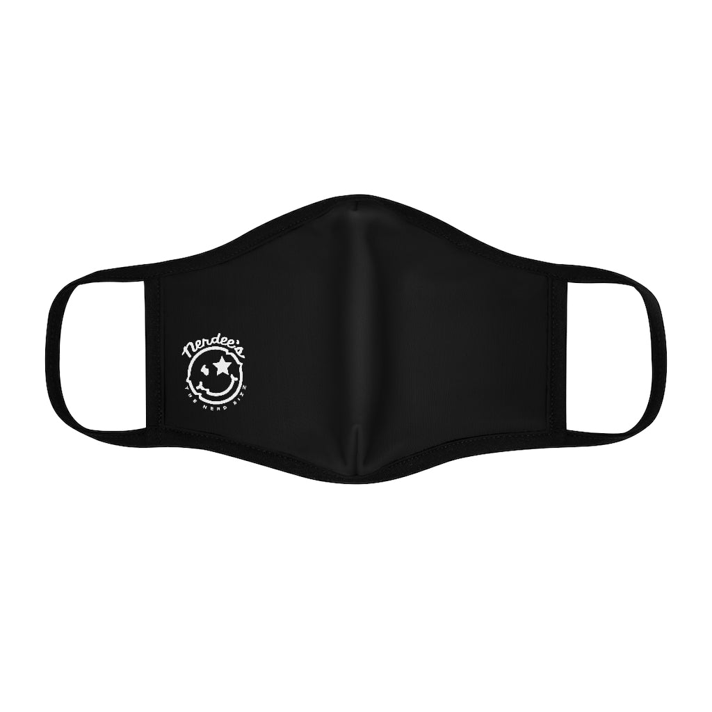 Nerdee's - The Nerd Bizz - Official Logo (White) - Fitted Polyester Face Mask - Black
