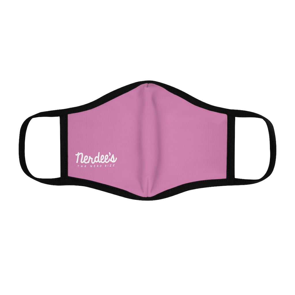 Nerdee's - The Nerd Bizz - Official Script Logo (White) - Fitted Polyester Face Mask - Pink