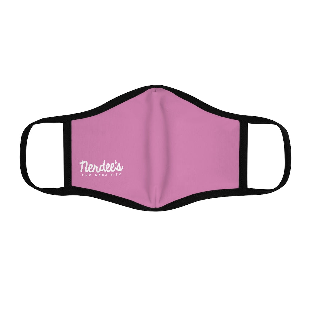 Nerdee's - The Nerd Bizz - Official Script Logo (White) - Fitted Polyester Face Mask - Pink