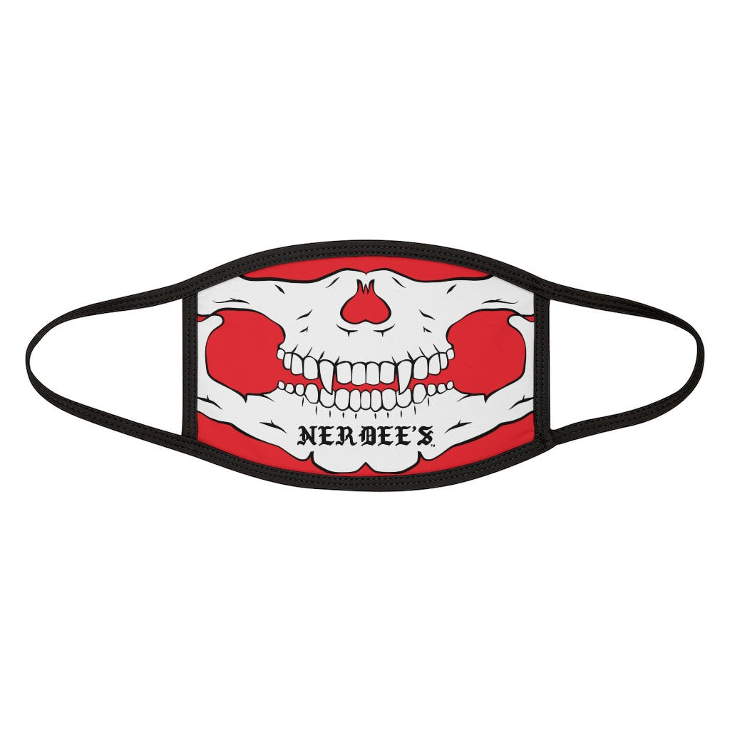 Nerdee's - "Skull Face" (WHT Design 02) - Mixed-Fabric Face Mask (Adult Large Fit) - Red
