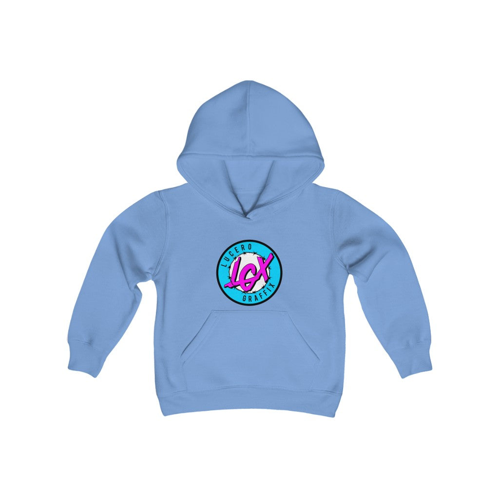 LGX BLK/AQU/PNK Logo - Youth Heavy Blend Hooded Sweatshirt