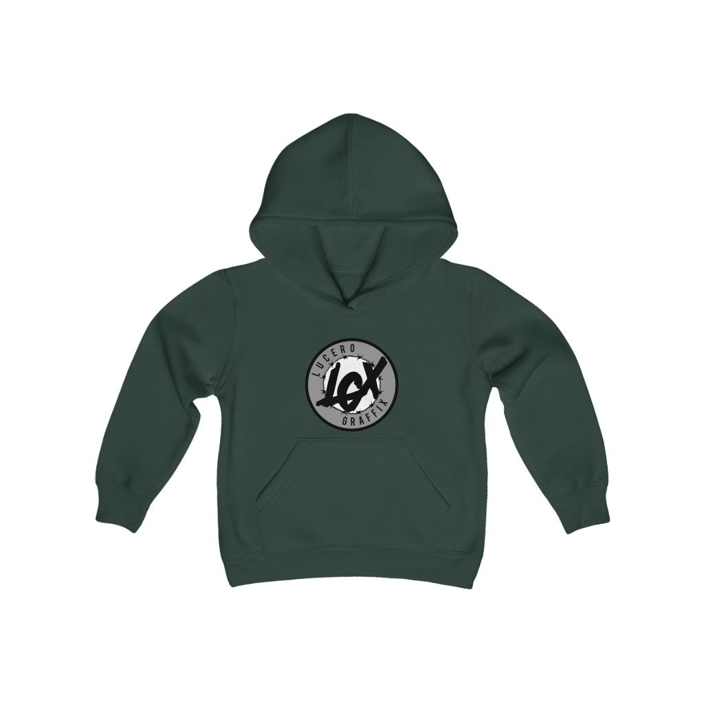 LGX GRY/BLK Logo - Youth Heavy Blend Hooded Sweatshirt