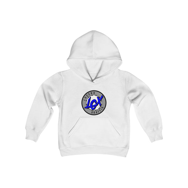 LGX GRY/BLU Logo - Youth Heavy Blend Hooded Sweatshirt