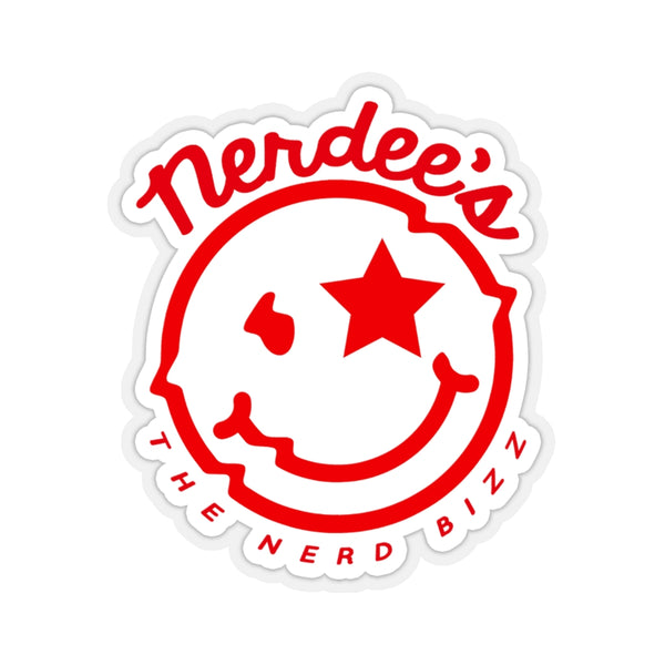 Nerdee's Official logo Decal (Red/WHT) - Kiss-Cut Stickers