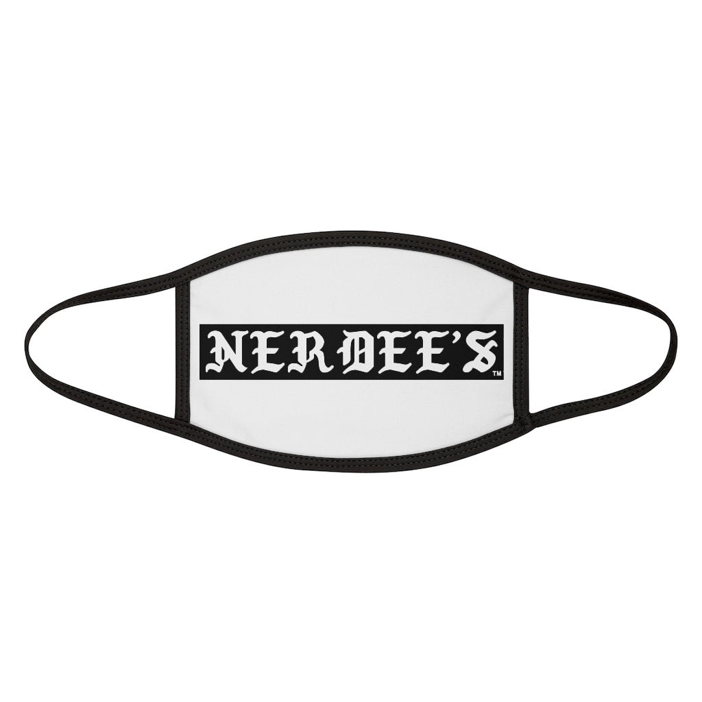Nerdee's -  Old English Black Banner - (WHT Design 01) - Mixed-Fabric Face Mask (Adult Large Fit) - White
