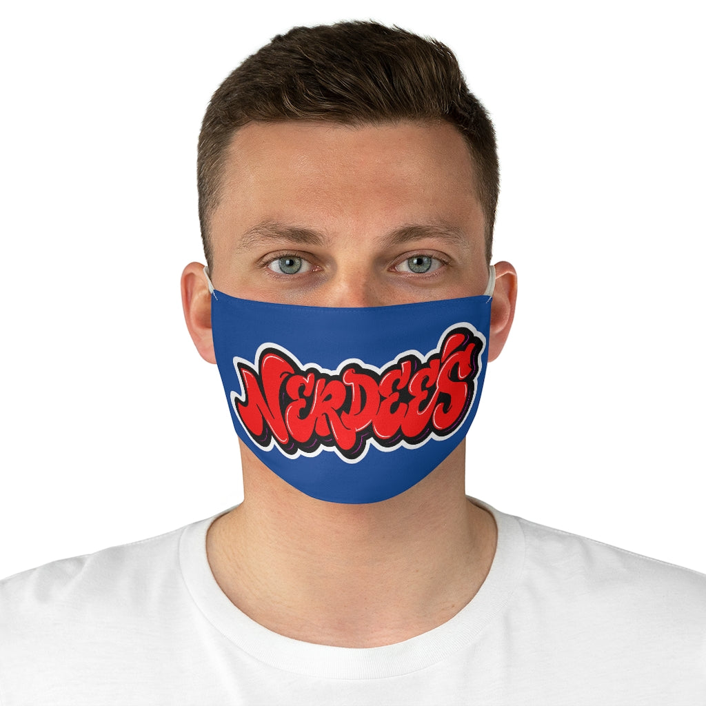 Nerdee's Red Graffiti Logo Fabric Face Mask - Blue