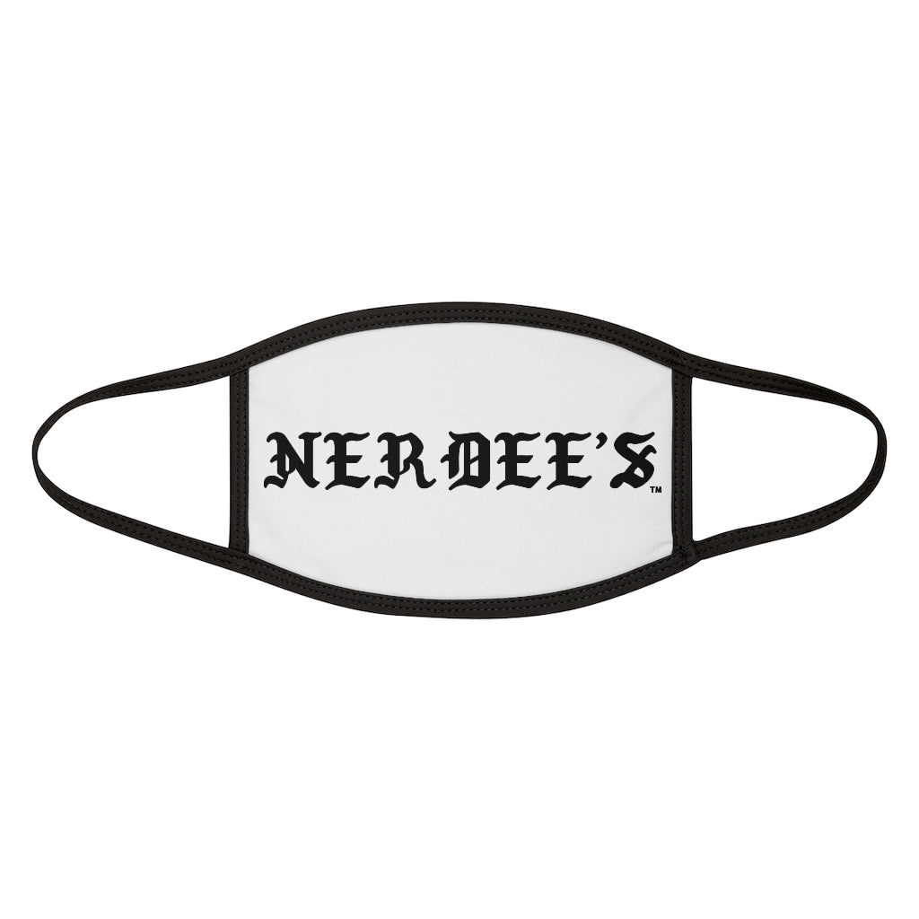 Nerdee's -  Old English White Banner - (WHT Design 01) - Mixed-Fabric Face Mask (Adult Large Fit) - White