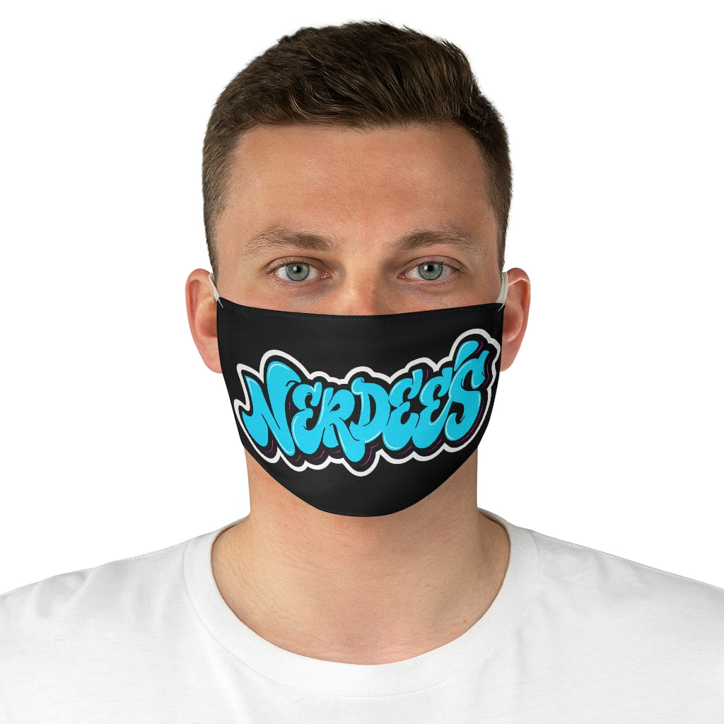 Nerdee's Aqua Graffiti Logo Fabric Face Mask - Black