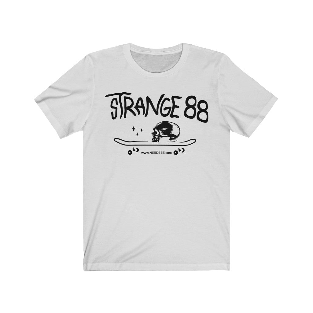 Strange 88 Retro Logo Tee "Skater Skull" (Black) - Unisex Jersey Short Sleeve Tee