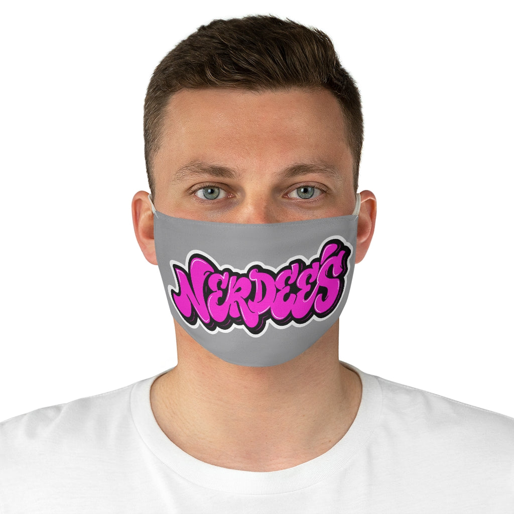 Nerdee's Original Pink Graffiti Logo Fabric Face Mask - Gray
