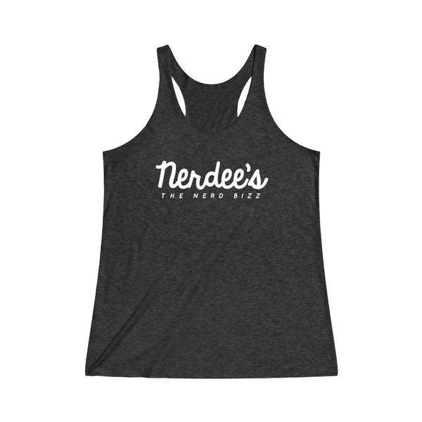 Nerdee's Official Script Logo (WHT) - Women's Tri-Blend Racerback Tank