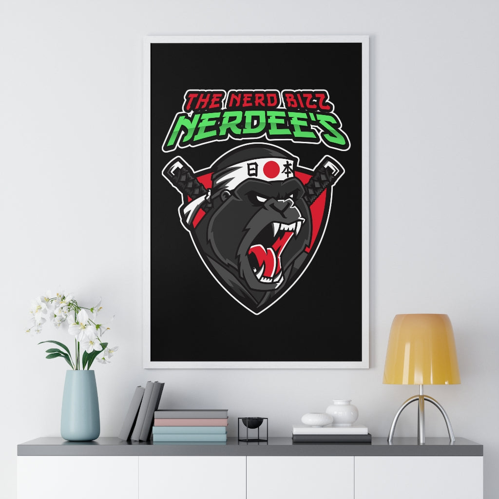 Nerdee's "Gorilla Samurai" Premium Framed Vertical Poster