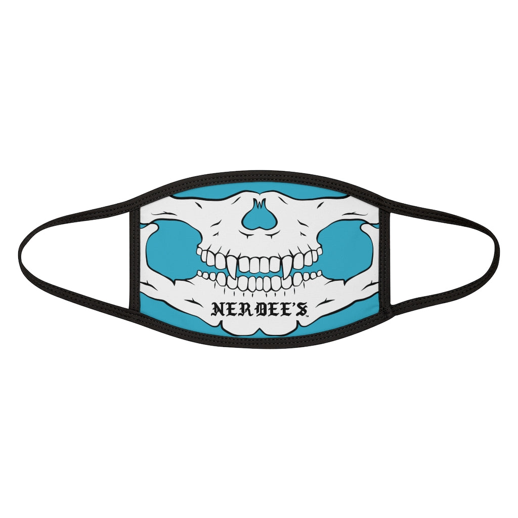 Nerdee's - "Skull Face" (WHT Design 02) - Mixed-Fabric Face Mask (Adult Large Fit) - Aqua