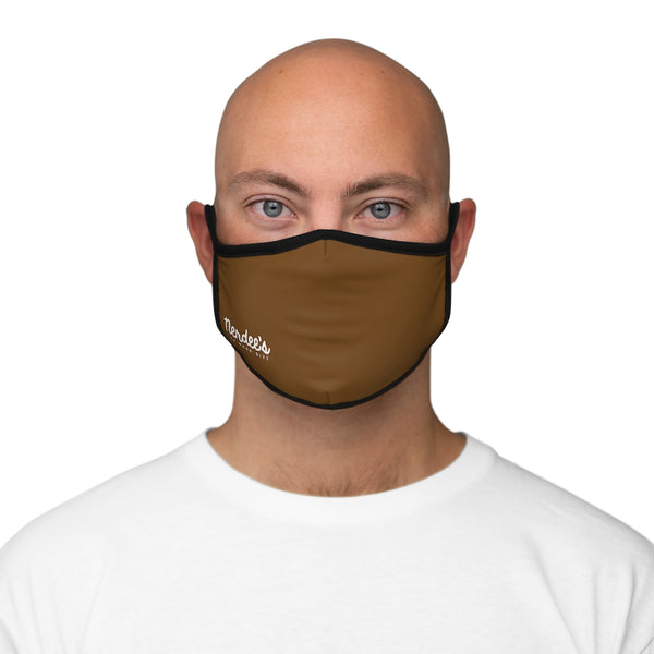 Nerdee's - The Nerd Bizz - Official Script Logo (White) - Fitted Polyester Face Mask - Dark Brown