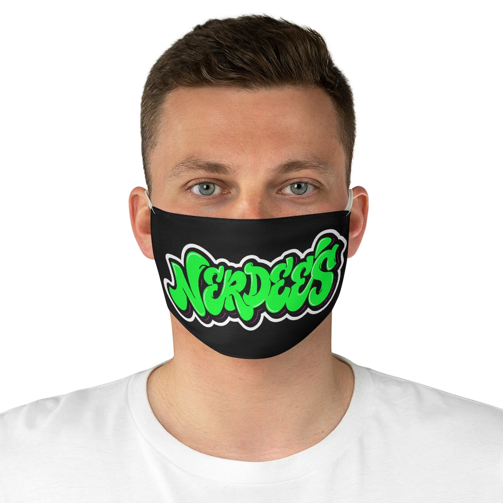 Nerdee's Green Graffiti Logo Fabric Face Mask - Black