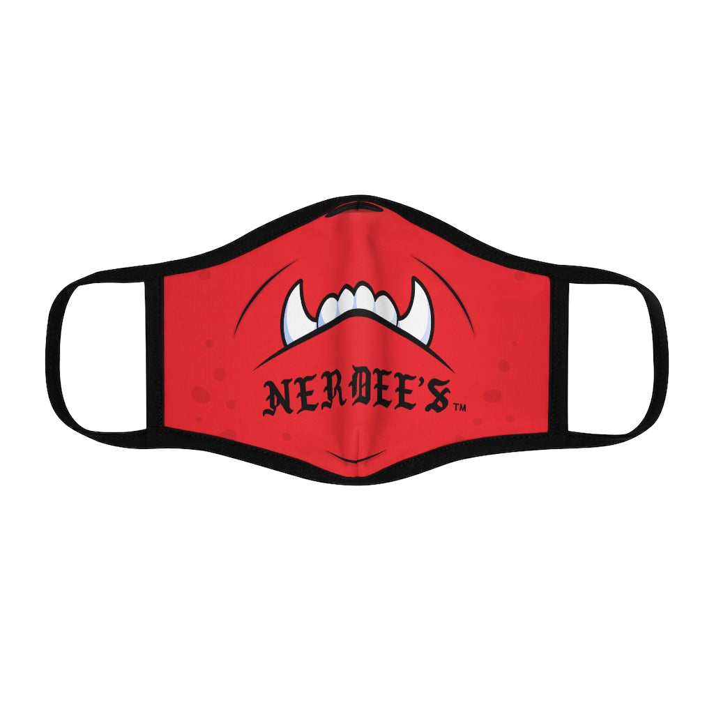 Nerdee's "Mean Underbite" (Design 01) - Fitted Polyester Face Mask -Red