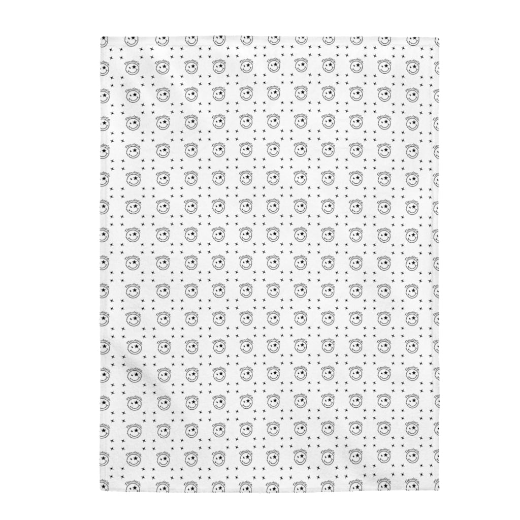 Nerdee's Logo Pattern (Design 01) - Velveteen Plush Blanket - White