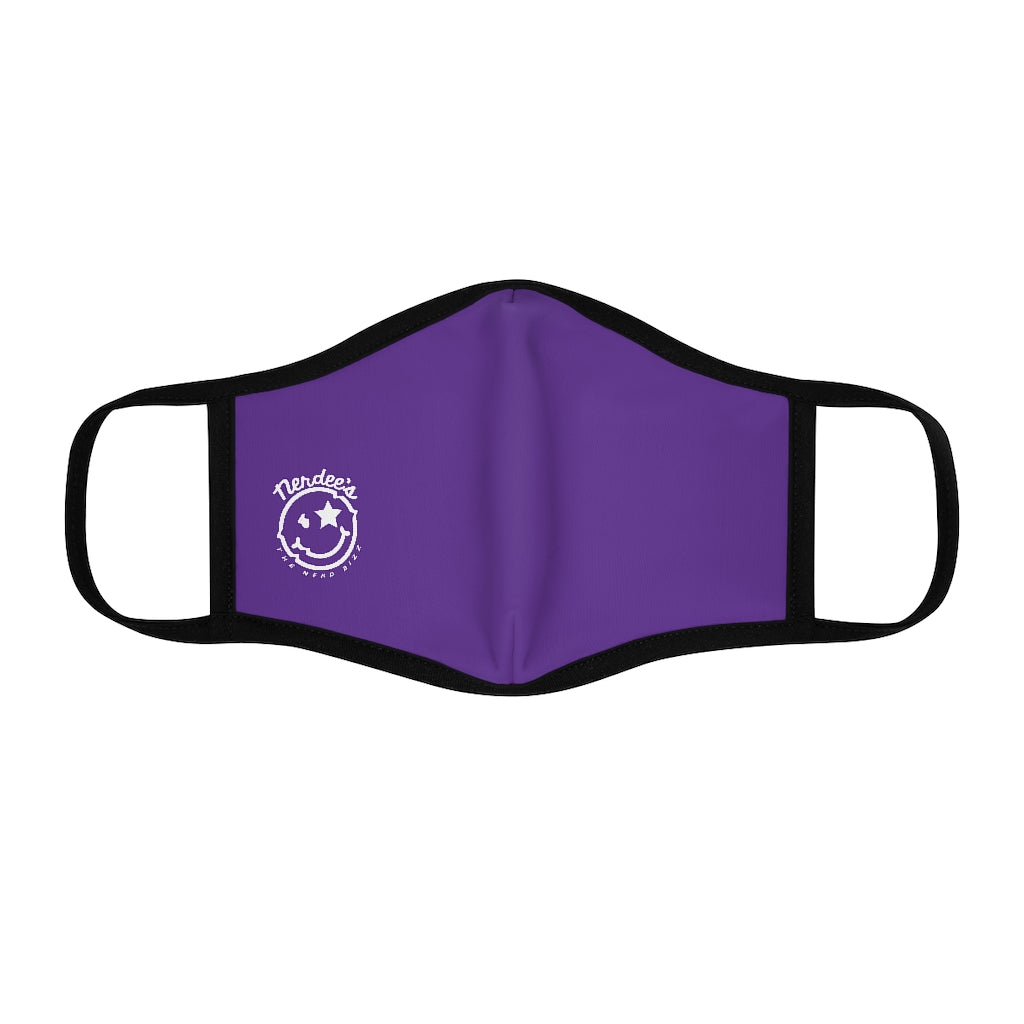 Nerdee's - The Nerd Bizz - Official Logo (White) - Fitted Polyester Face Mask - Purple