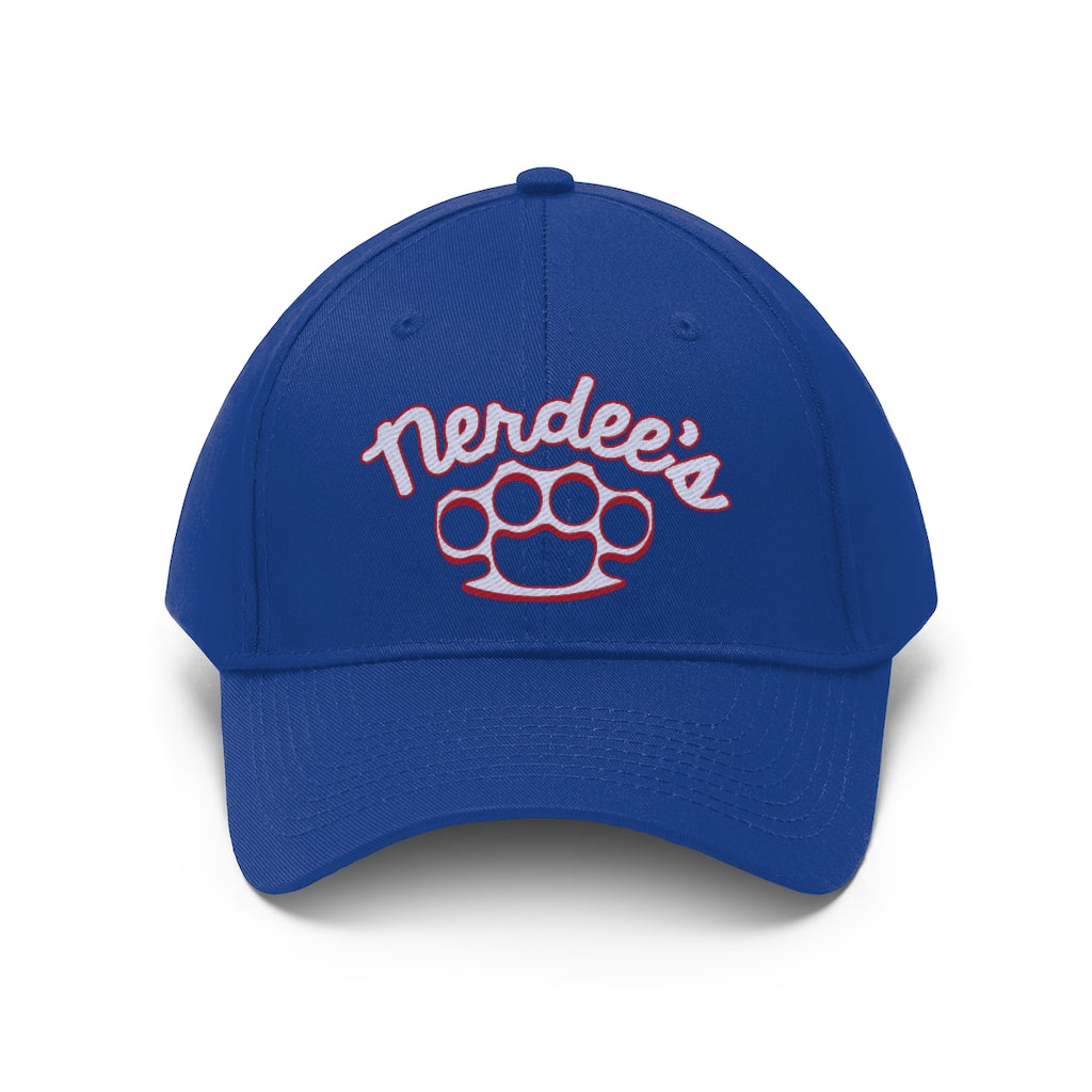 Nerdee's Brass Knuckles (WHT/RED) - Unisex Twill Hat