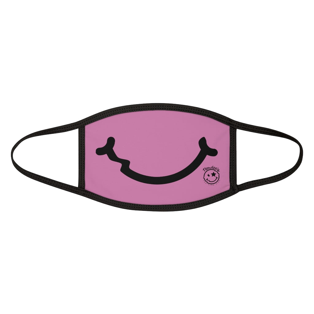Nerdee's - "Smiley Face" with Logo (BLK Design 01) - Mixed-Fabric Face Mask - Pink