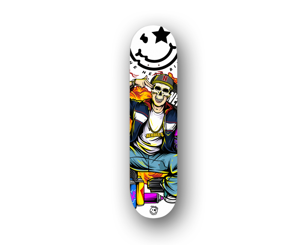 Nerdee's Skate Shop - "Explode" (WHT Design 01) - Skateboard Deck