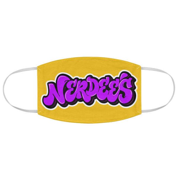 Nerdee's Purple Graffiti Logo Fabric Face Mask - Yellow