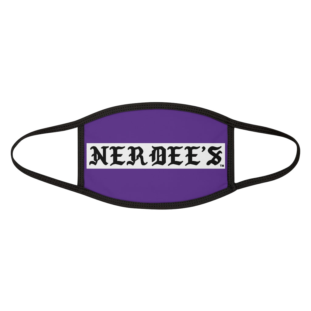 Nerdee's -  Old English White Banner - (WHT Design 01) - Mixed-Fabric Face Mask (Adult Large Fit) - Purple