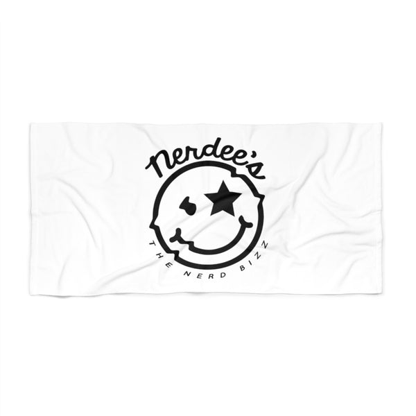 Nerdee's Official Logo Beach Towel - White
