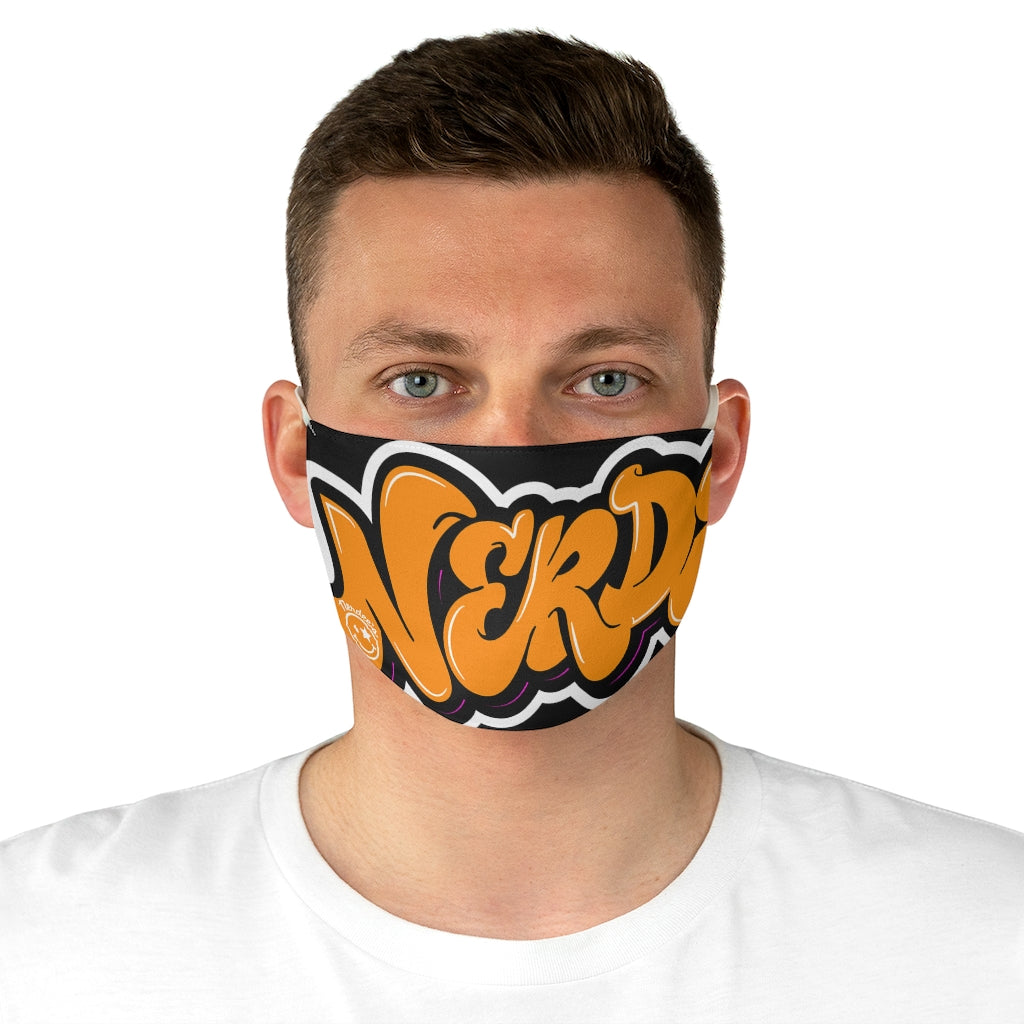 Nerdee's Orange Logo Close-Up Fabric Face Mask - Black