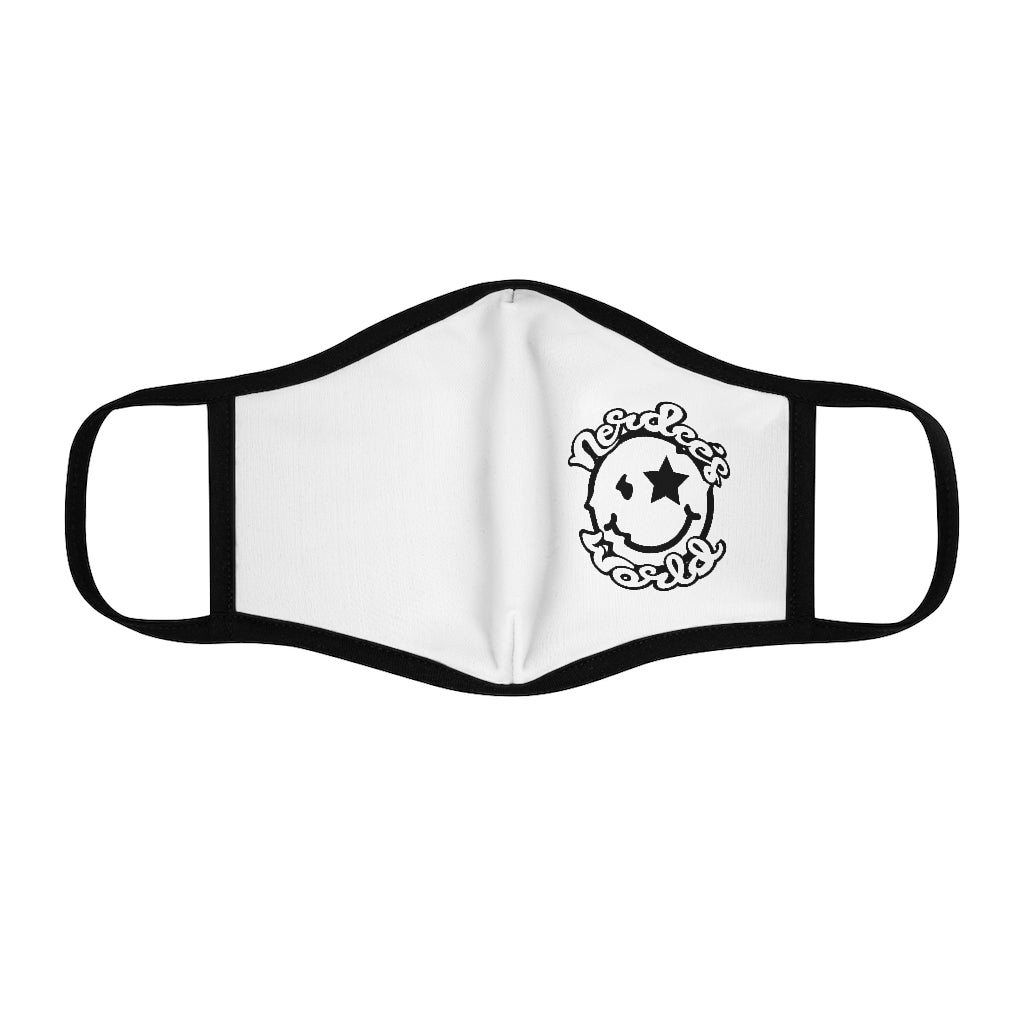 Nerdee's World Mr. Smiley Logo (Blk/Wht) - Fitted Polyester Face Mask - White