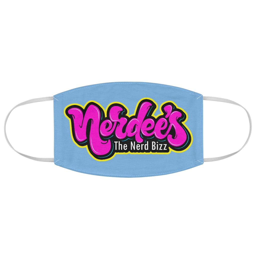 Nerdee's Pink Logo Fabric Face Mask - LT Blue