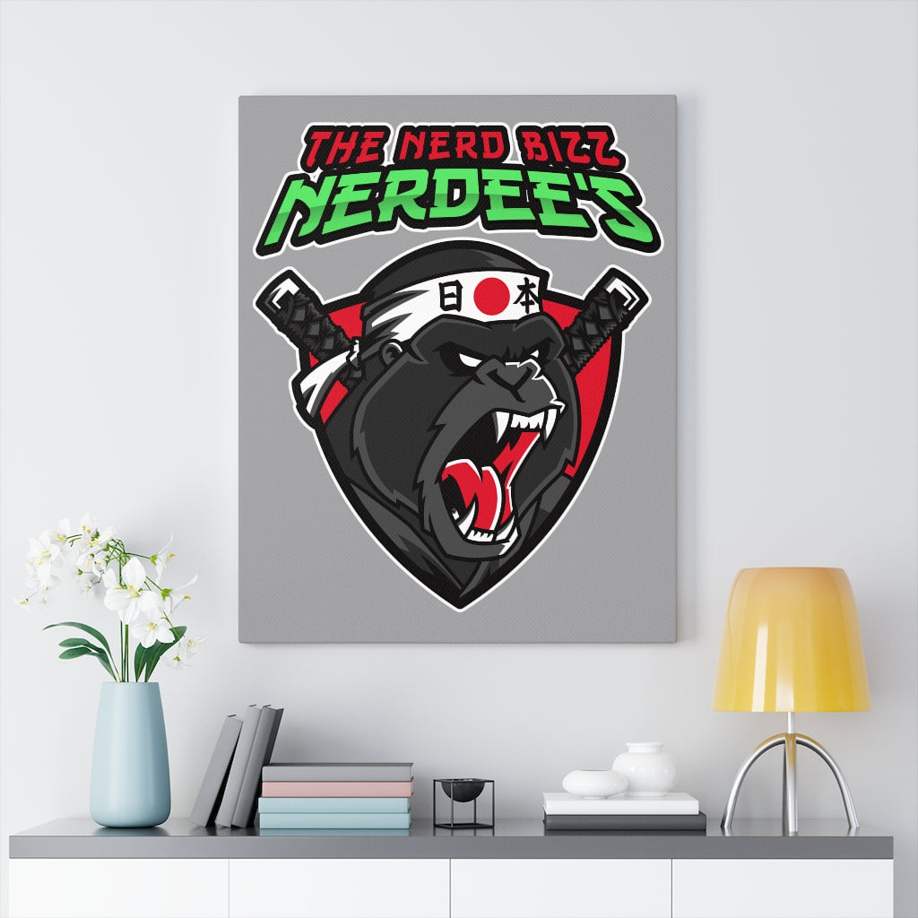 Nerdee's "Gorilla Samurai" Gray Background  - Canvas Gallery Wraps