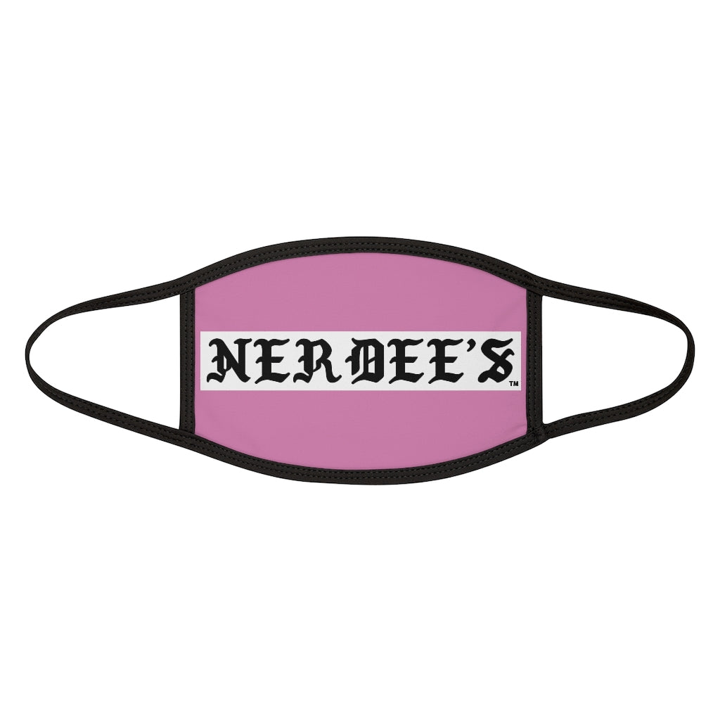 Nerdee's -  Old English White Banner - (WHT Design 01) - Mixed-Fabric Face Mask (Adult Large Fit) - Pink