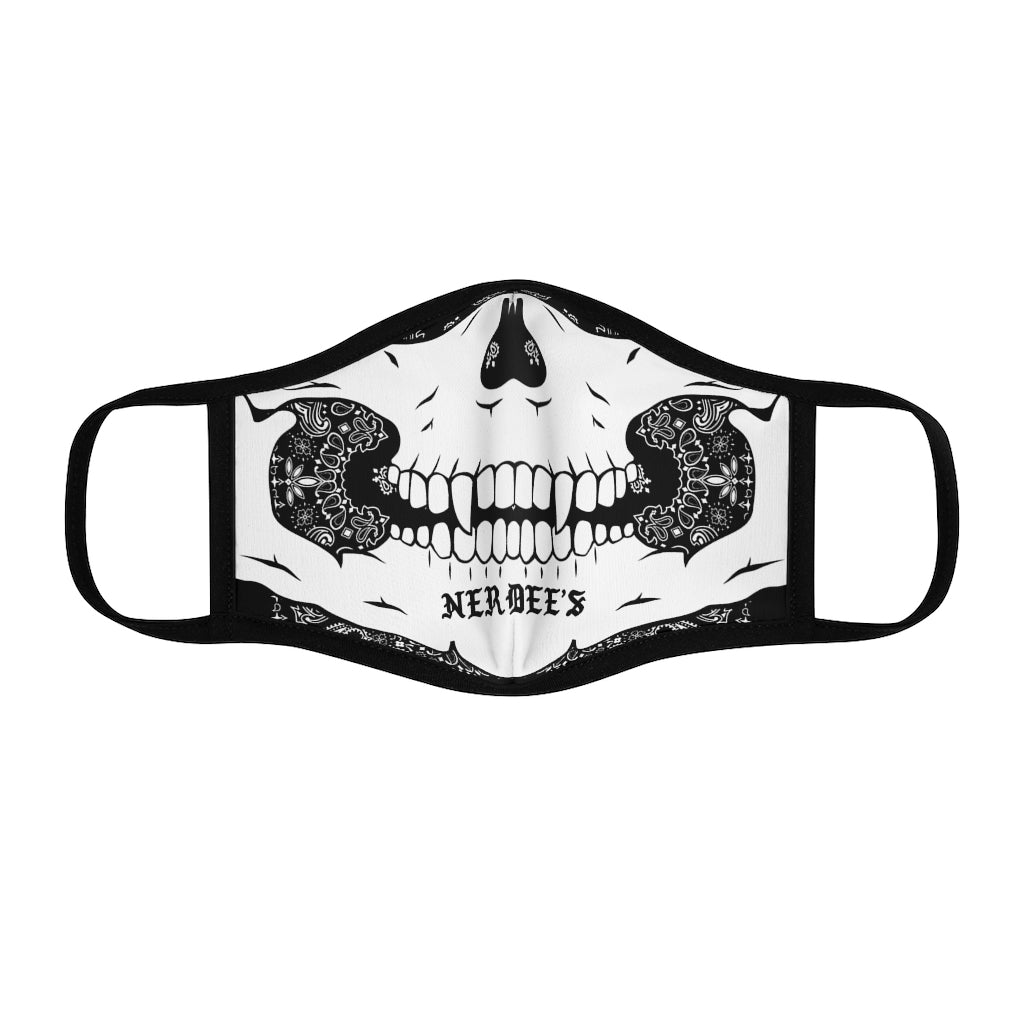 Nerdee's - The Nerd Bizz - "Skull Face" (WHT/BLk Paisley Design 02) - Fitted Polyester Face Mask - Black