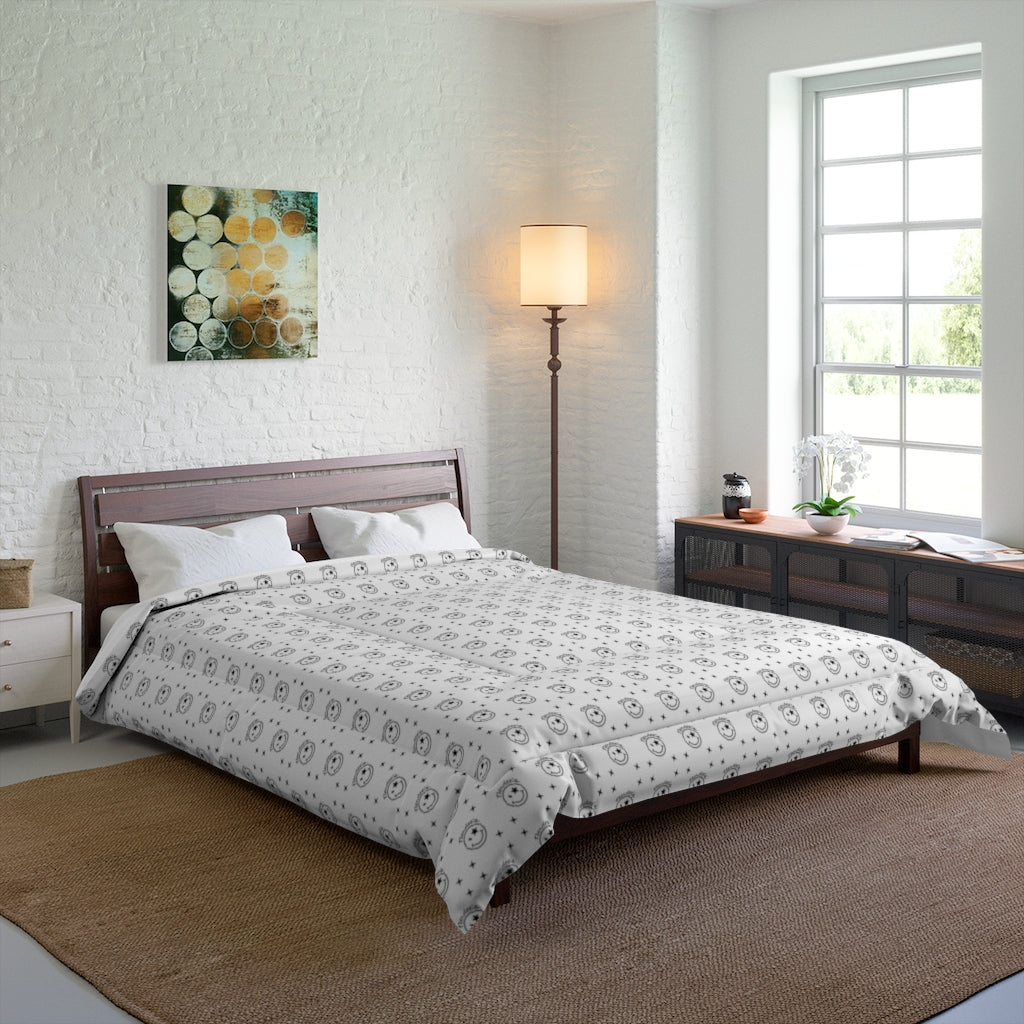 Nerdee's Official Logo Pattern (Design 01) Comforter - White
