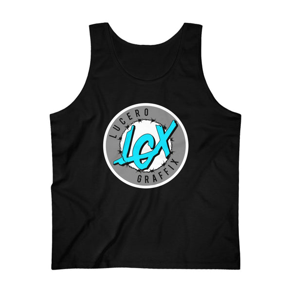 LGX Logo (WHT/GRY/AQU) - Men's Ultra Cotton Tank Top