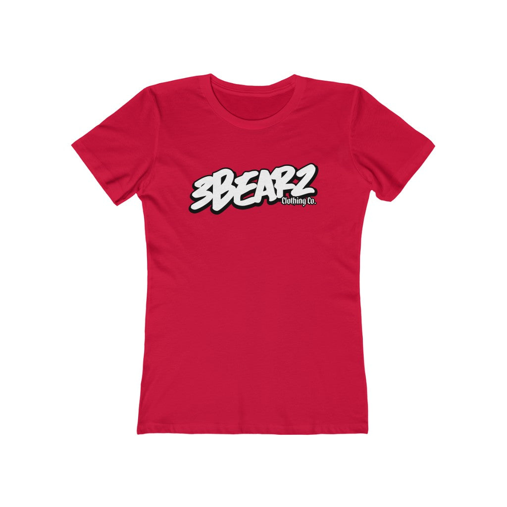 Nerdee's 3Bearz Clothing logo (White Design 01) - Women's The Boyfriend Tee