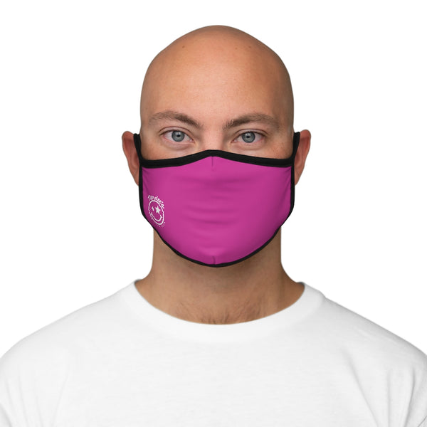 Nerdee's - The Nerd Bizz - Official Logo (White) - Fitted Polyester Face Mask - Hot Pink