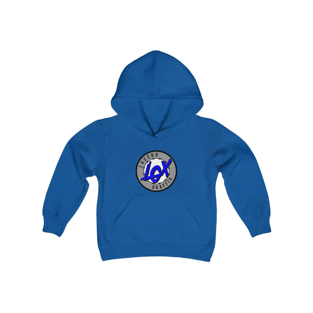 LGX GRY/BLU Logo - Youth Heavy Blend Hooded Sweatshirt