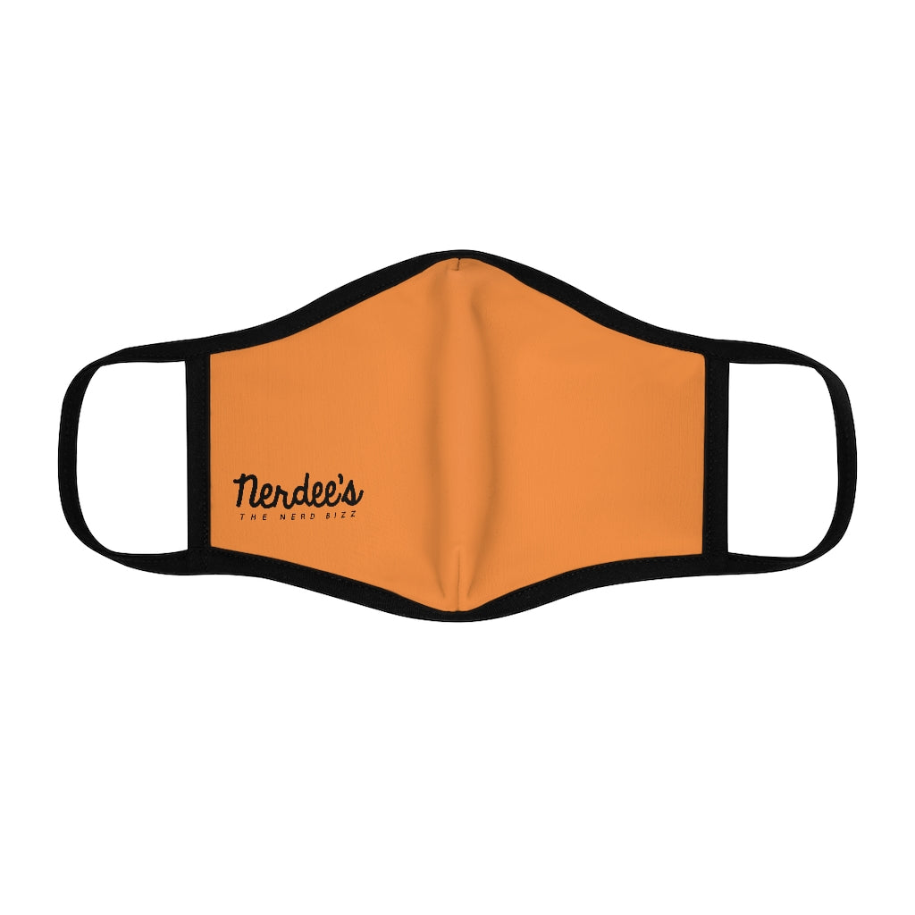 Nerdee's - The Nerd Bizz - Official Script Logo (Black) - Fitted Polyester Face Mask - Orange