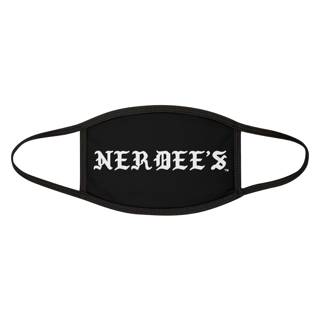 Nerdee's -  Old English Black Banner - (WHT Design 01) - Mixed-Fabric Face Mask (Adult Large Fit) - Black