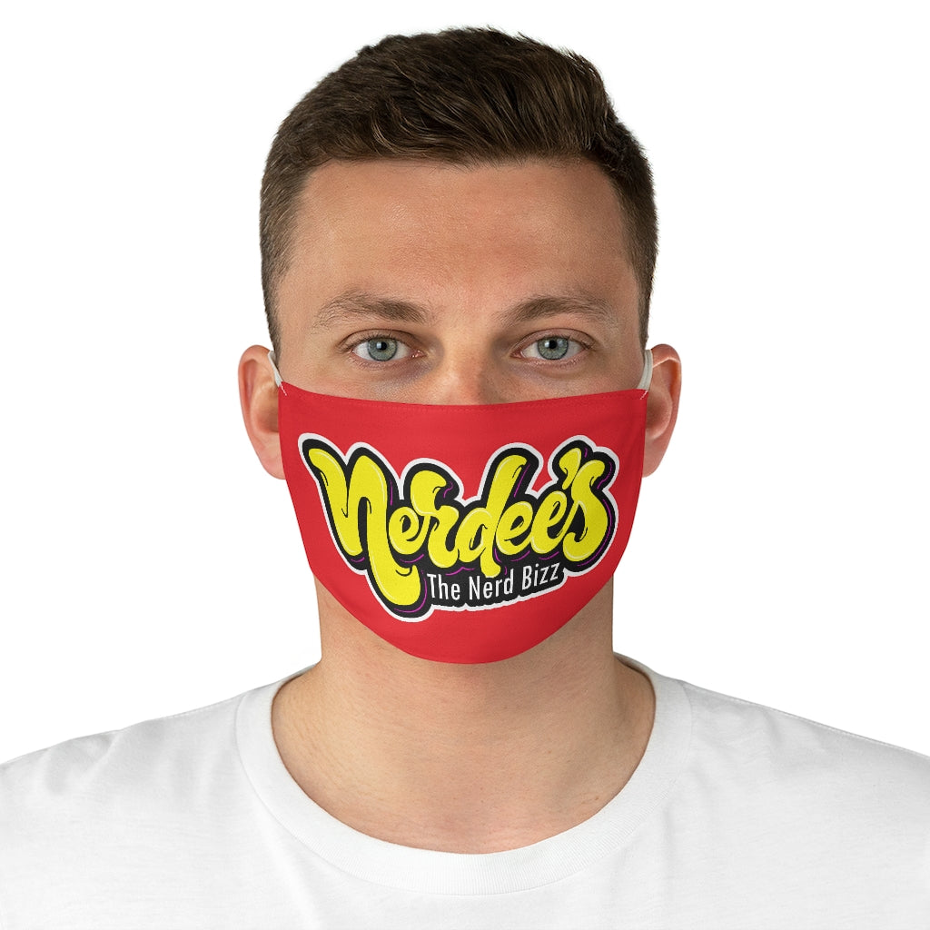 Nerdee's Yellow Logo Fabric Face Mask - Red