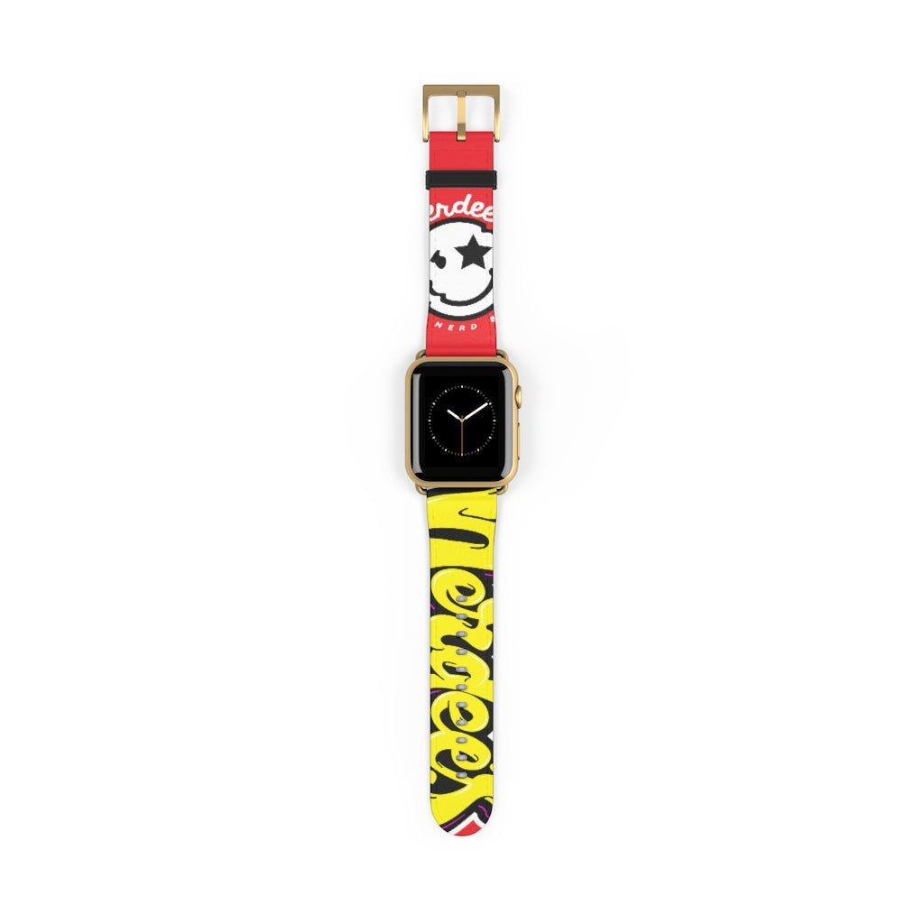Nerdee's "Yellow Graffiti" Logo Watch Band - (Design 01) Red