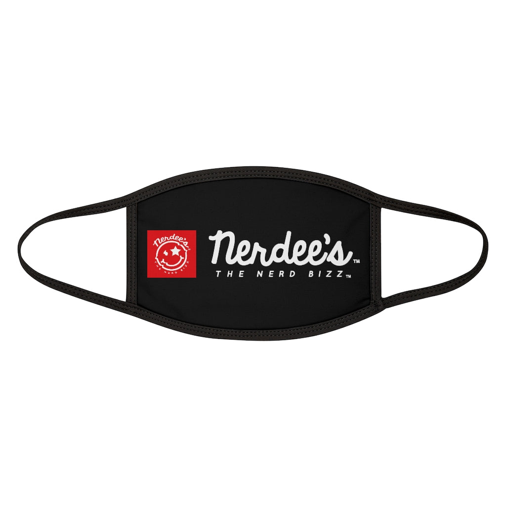 Nerdee's - Mixed-Fabric Face Mask - "The Nerd Bizz" Red Banner Logo - Black