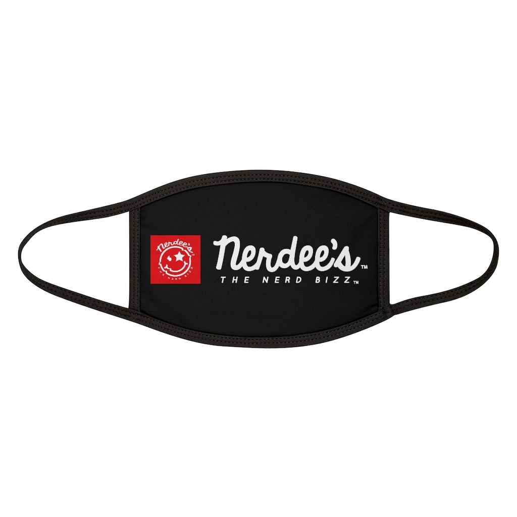 Nerdee's - Mixed-Fabric Face Mask - "The Nerd Bizz" Red Banner Logo - Black