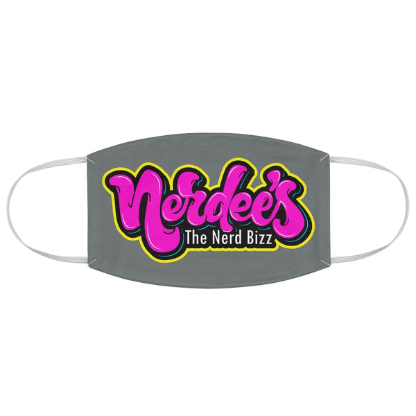 Nerdee's Pink Logo Fabric Face Mask - LT Gray