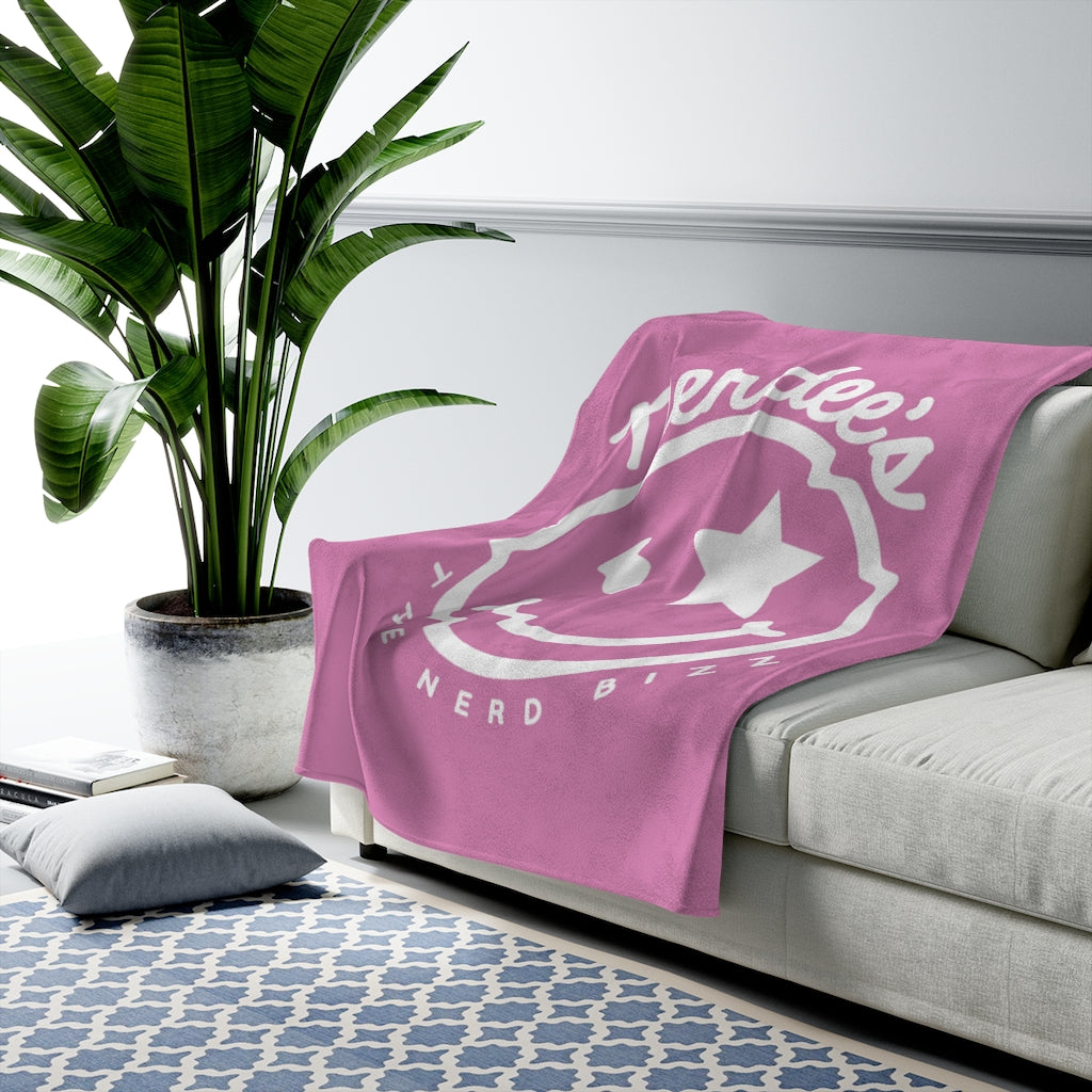 Nerdee's Official Logo - Velveteen Plush Blanket - Pink